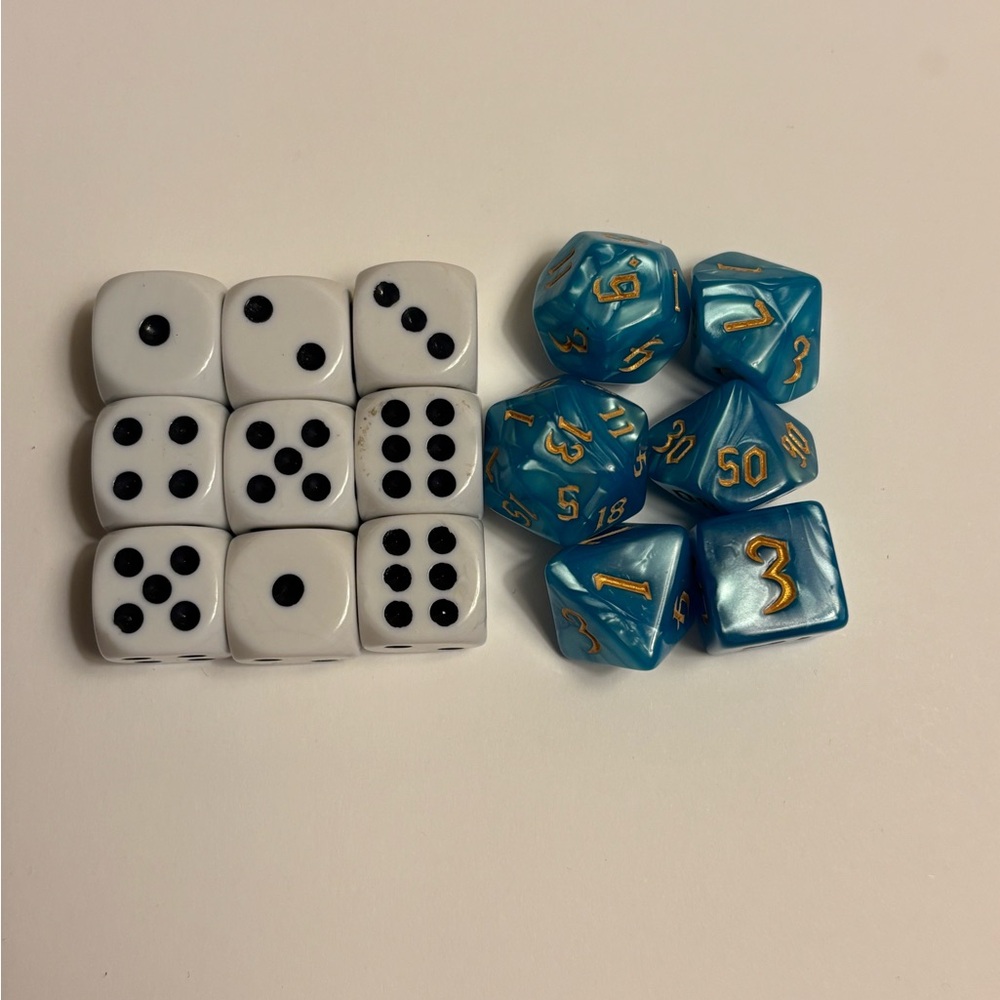 Blue and White Dice Set